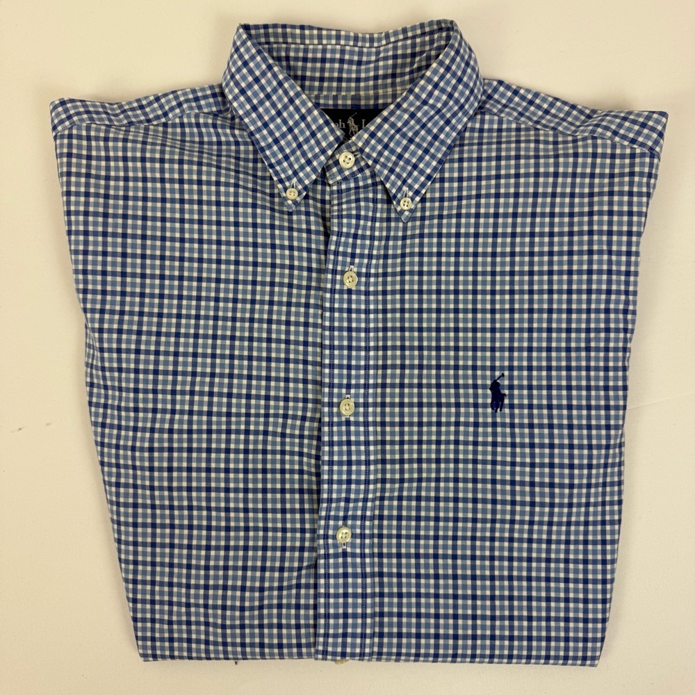 Vintage Ralph Lauren Classic Fit Checkered Plaid Short Sleeve Button Down Medium